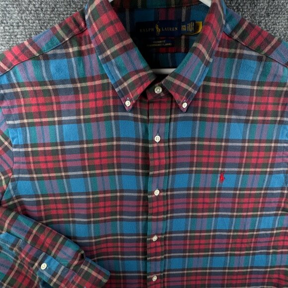 Ralph Lauren Performance Flannel Button Up Shirt Men Long Sleeve Red Plaid 2XL - Picture 1 of 12